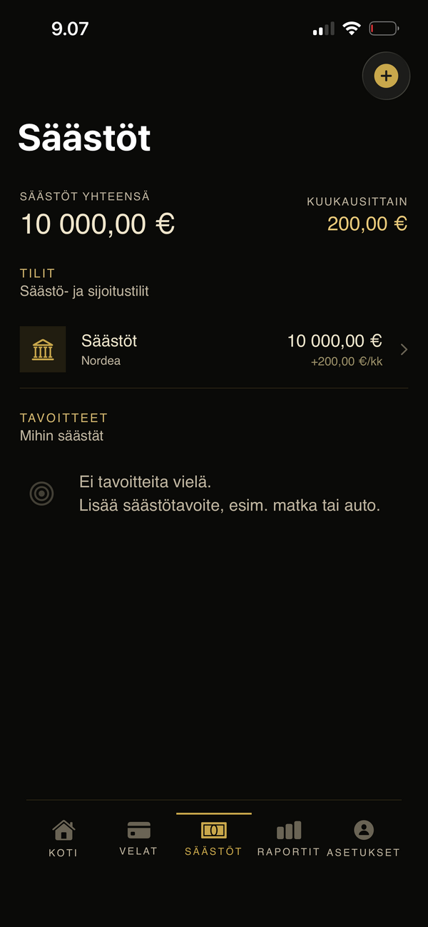 Rahora Budget — säästöt